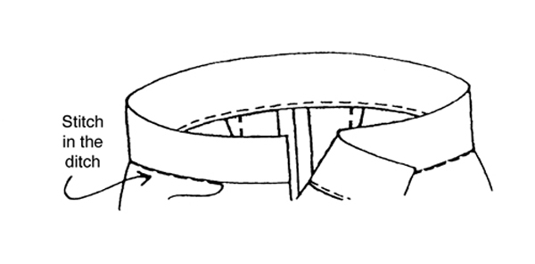 Figure 11. Finishing a waistband edge with a stitch-in-the-ditch.